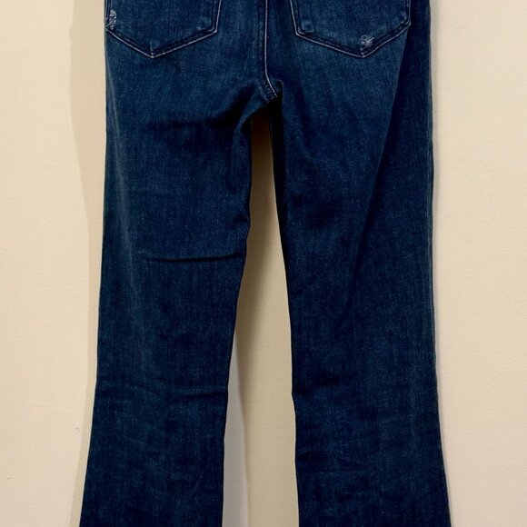 Paige Premium Denim High Rise Laurel Canyon Jeans — Dark Wash Slit Flare (W 24) - Picture 6 of 8